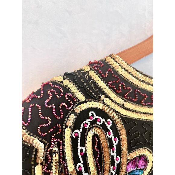 Laurence Kazar Vintage Silk Evening Tunic LARGE Beaded Sequined Glam EUC *READ - Picture 6 of 12